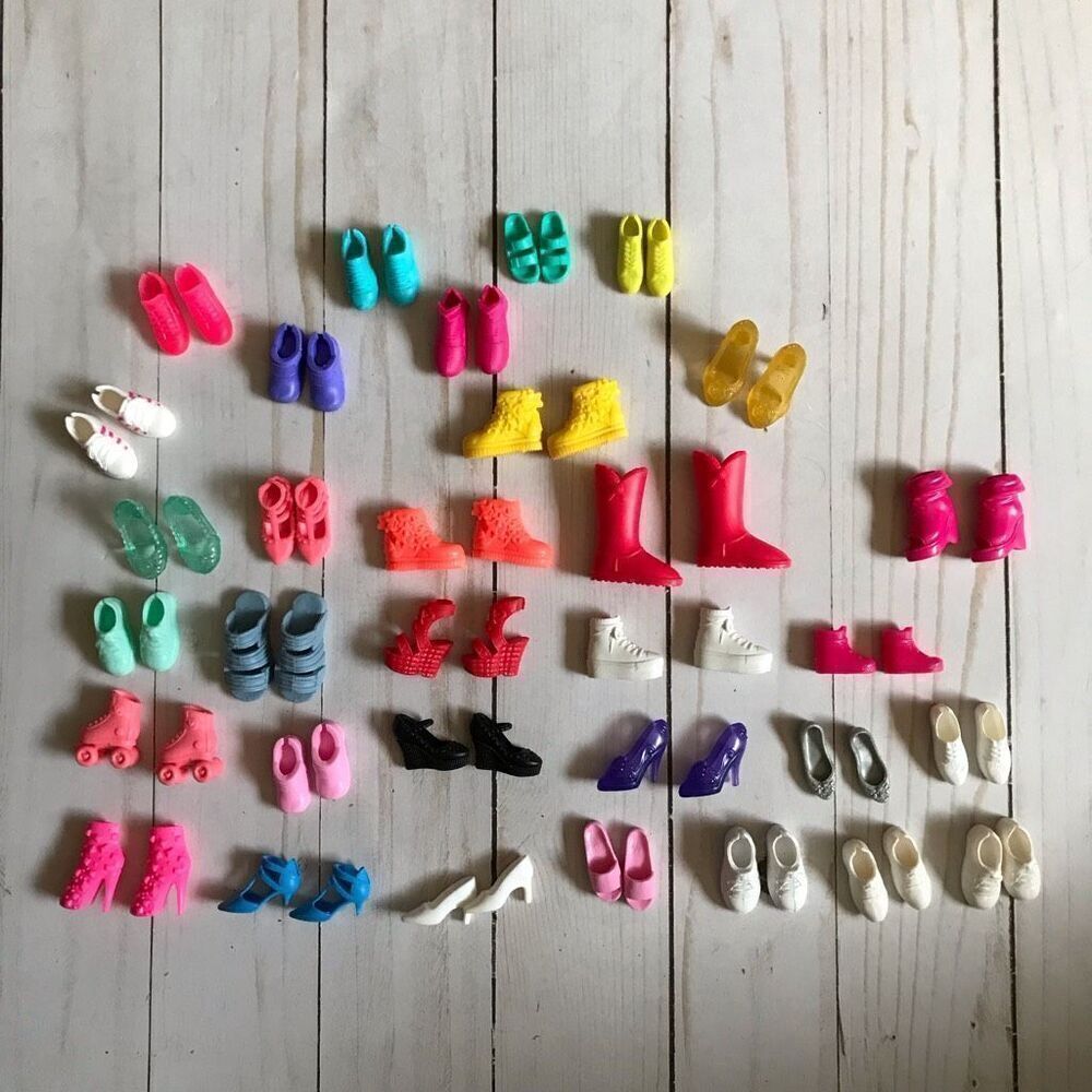 Barbie Ken Fashion 11.5” Doll shoes 32 piece lot skates, heels, tennis shoes